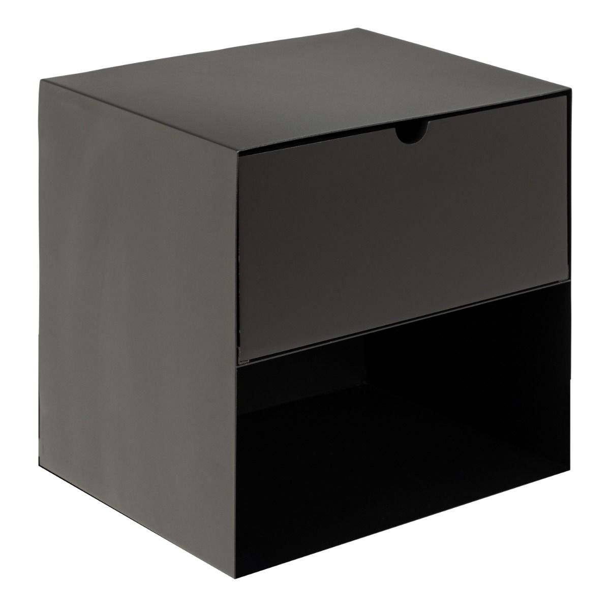 Metal Bedside Cabinet Wall Mounted With 1 Black Drawer - Joliet