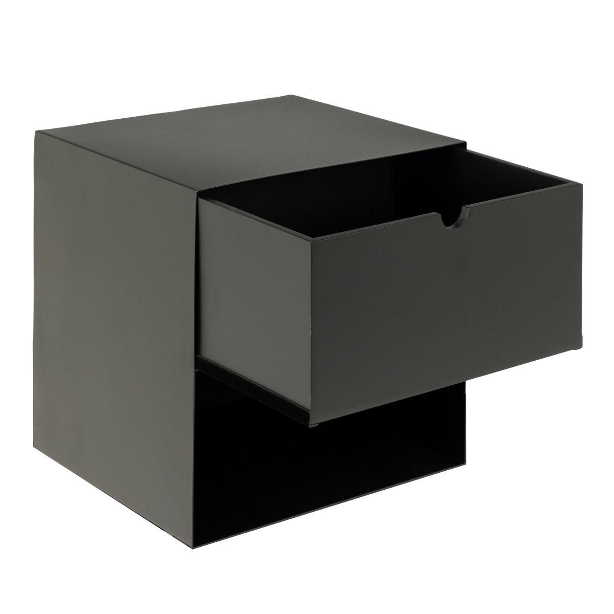 Metal Bedside Cabinet Wall Mounted With 1 Black Drawer - Joliet
