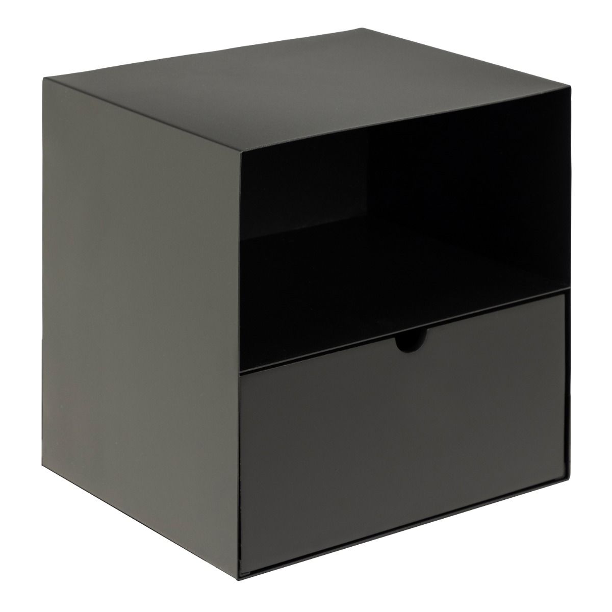 Metal Bedside Cabinet Wall Mounted With 1 Black Drawer - Joliet