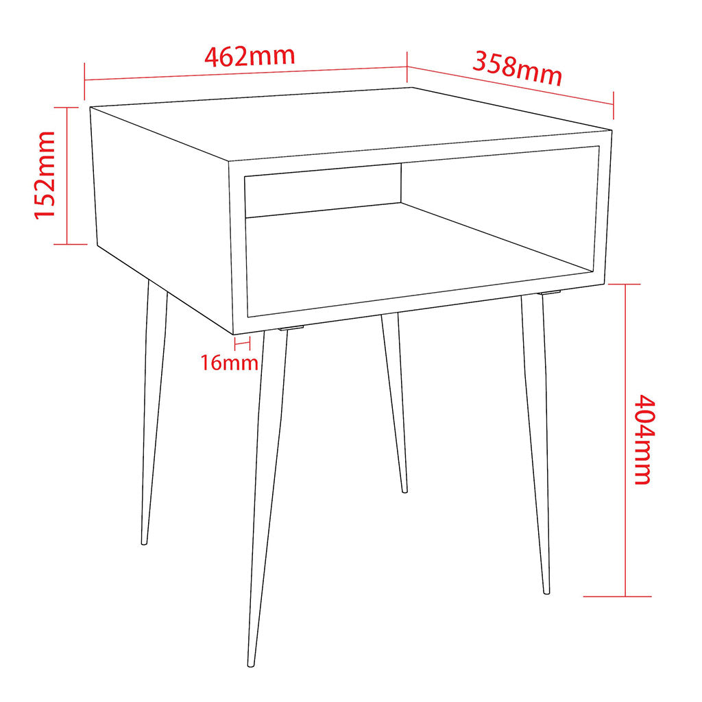 Metal Bedside Cabinet With 1 Shelf - Options