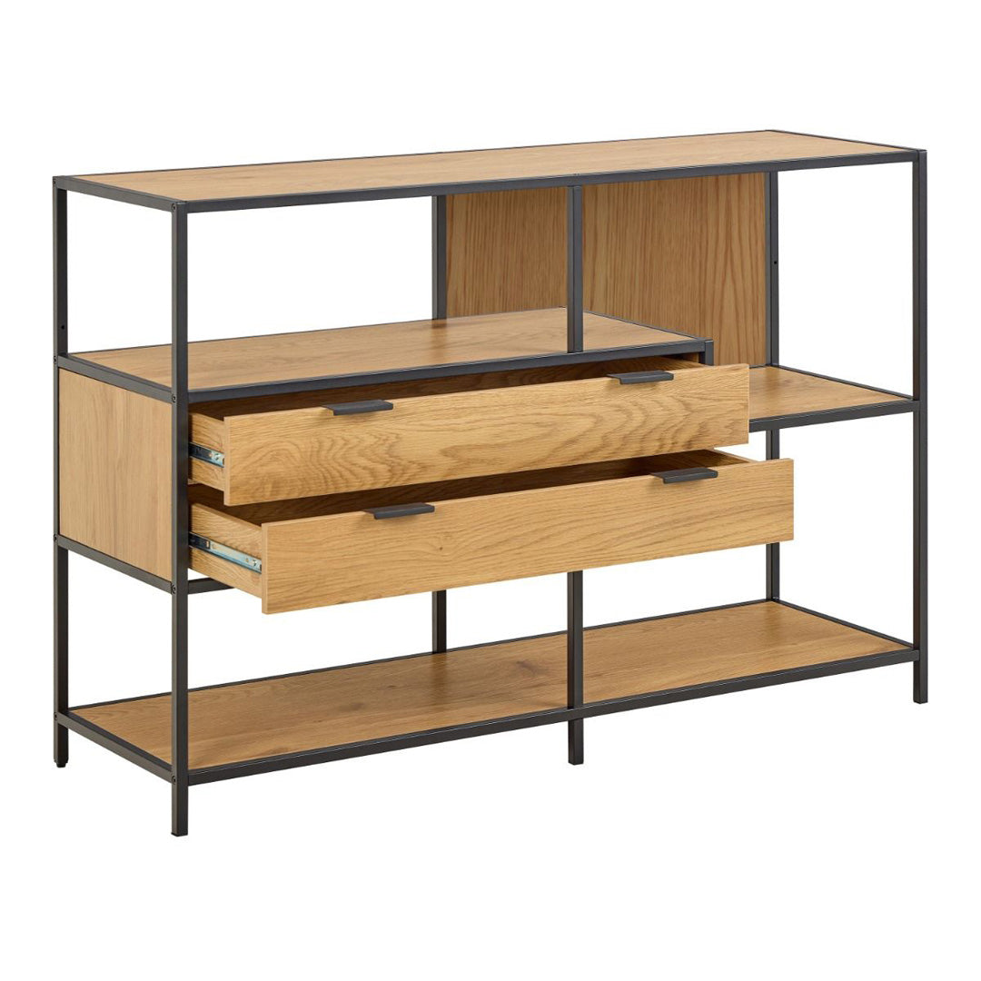 Metal Bookcase With 2 Drawers And 3 Shelves - Seaford