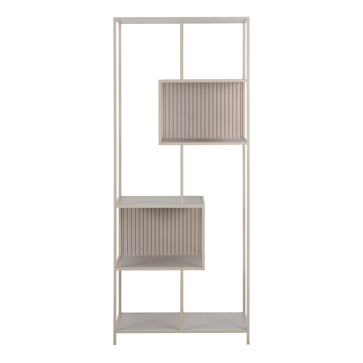 Metal Bookcase Tall With 5 Wooden Shelves - Seaford