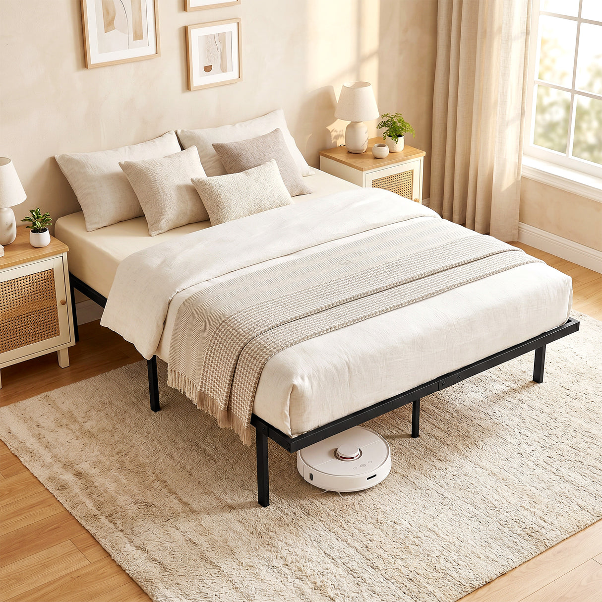 Metal Double Bed 136cm Wide - Velmora