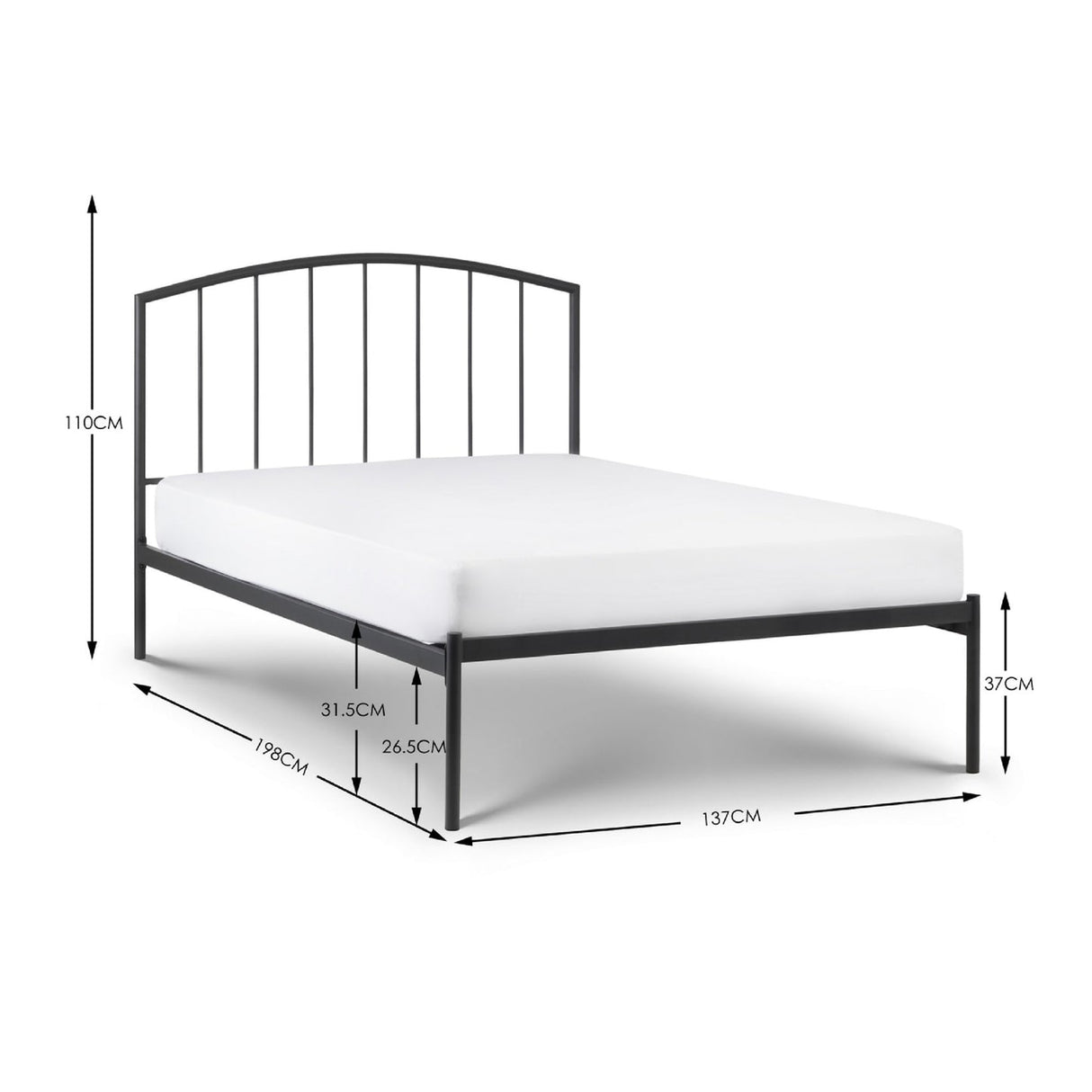 Metal Double Bed - Onyx