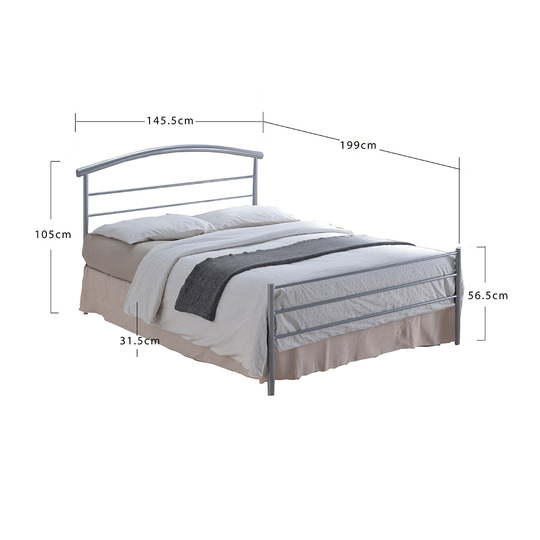 Metal Double Bed With Sprung Slatted Base - Brennington