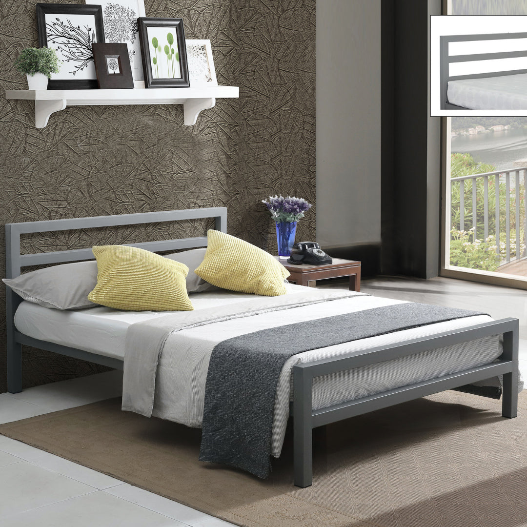 Metal Double Bed With Sprung Slatted Base - City Block
