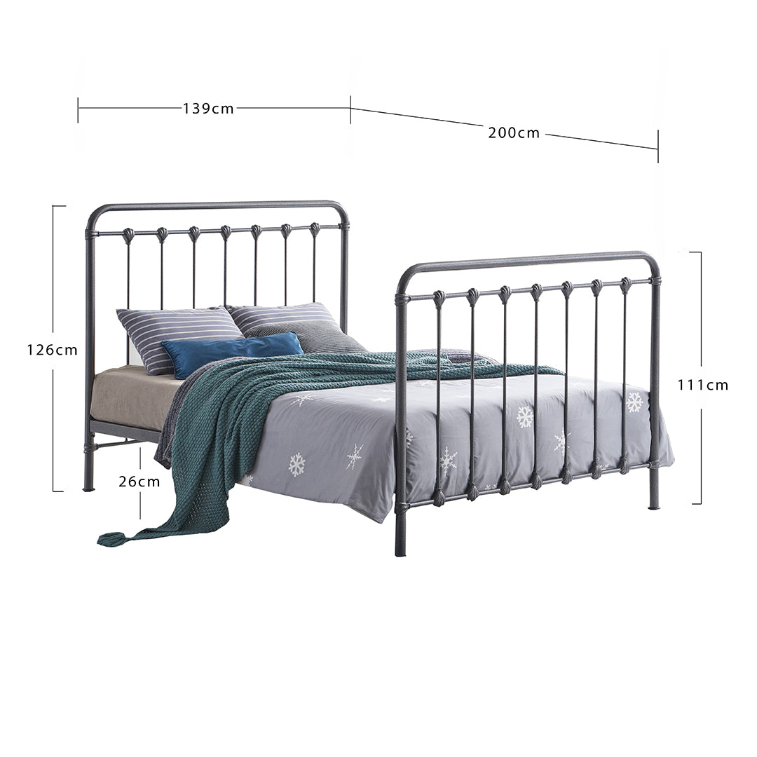 Metal Double Bed With Sprung Slatted Base - Havana