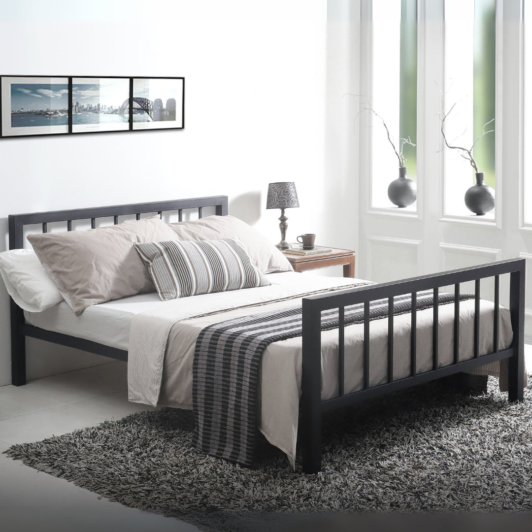Metal Double Bed With Sprung Slatted Base - Metro
