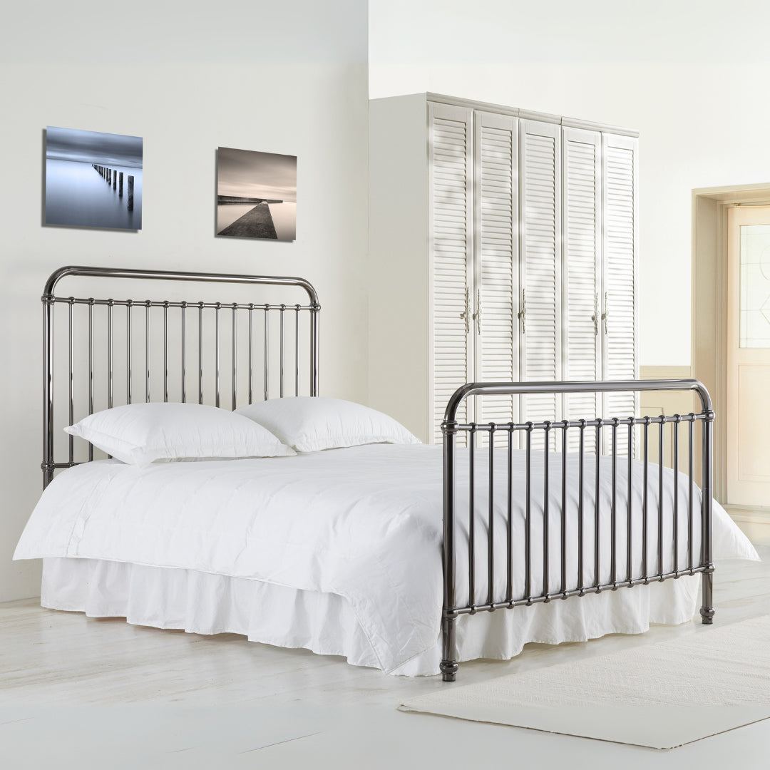 Metal Double Bed With Sprung Slatted Base - Rose