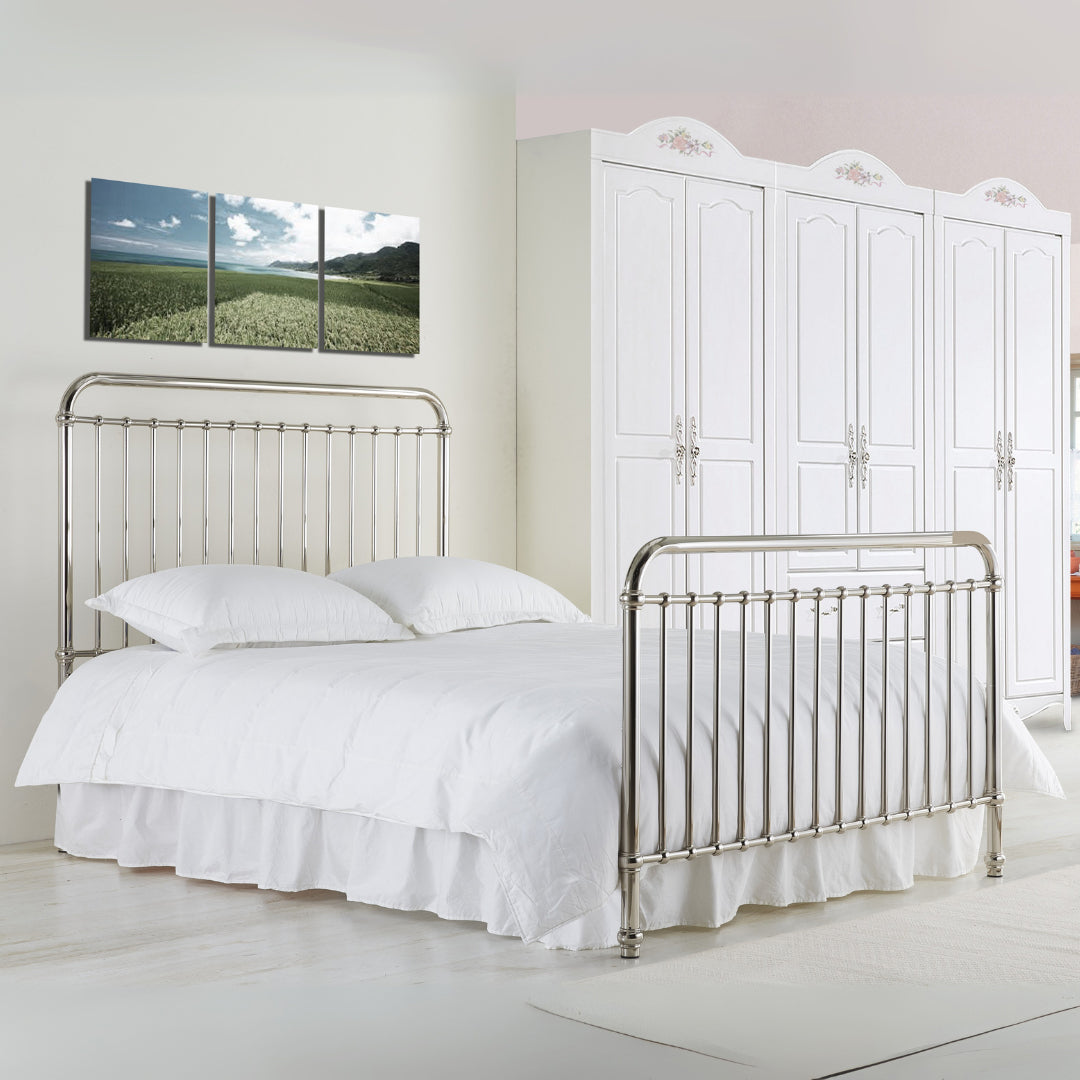 Metal Double Bed With Sprung Slatted Base - Rose