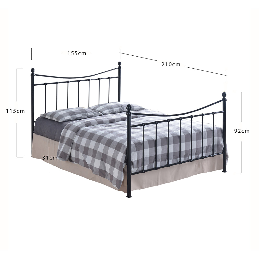 Metal Double Bed Victorian Style With Sprung Slatted Base - Alderley