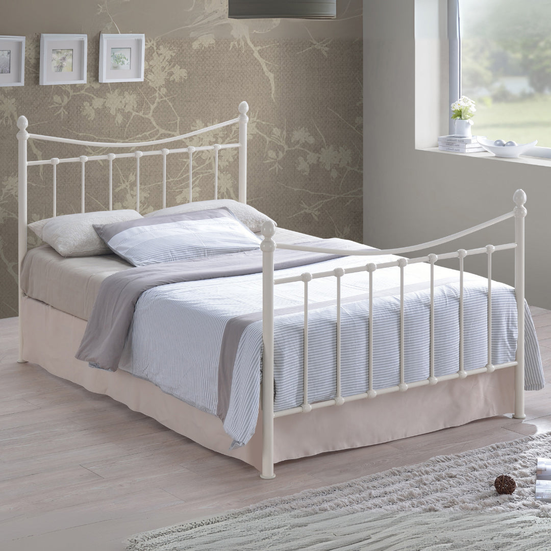 Metal Double Bed Victorian Style With Sprung Slatted Base - Alderley