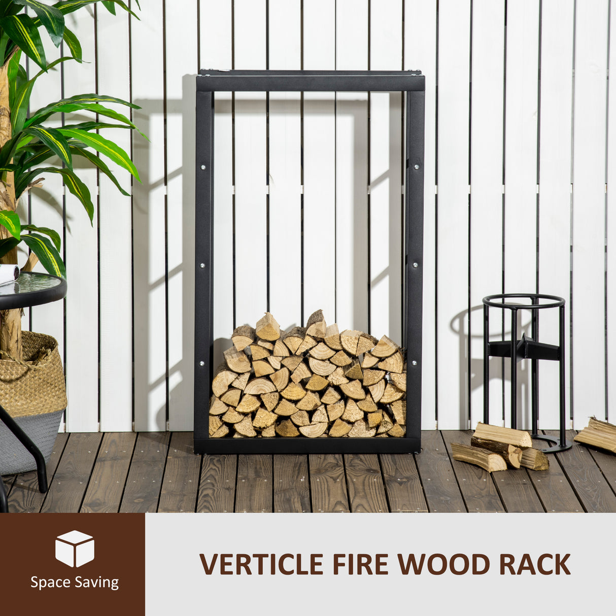 Metal Firewood Log Holder Tall 100cm High - Velmora
