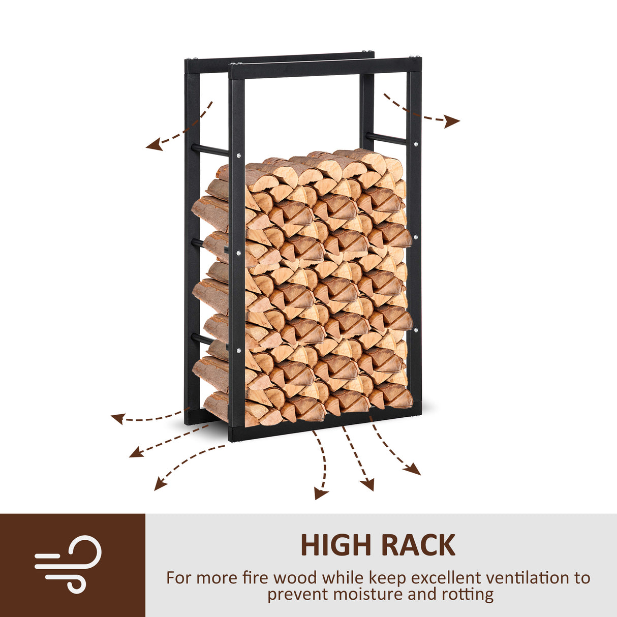 Metal Firewood Log Holder Tall 100cm High - Velmora