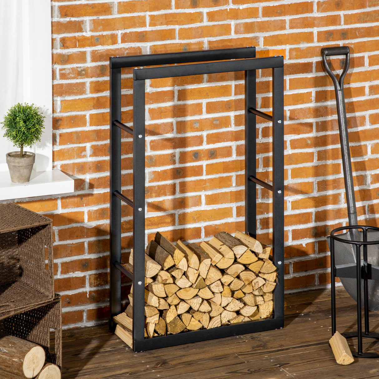 Metal Firewood Log Holder Tall 100cm High - Velmora