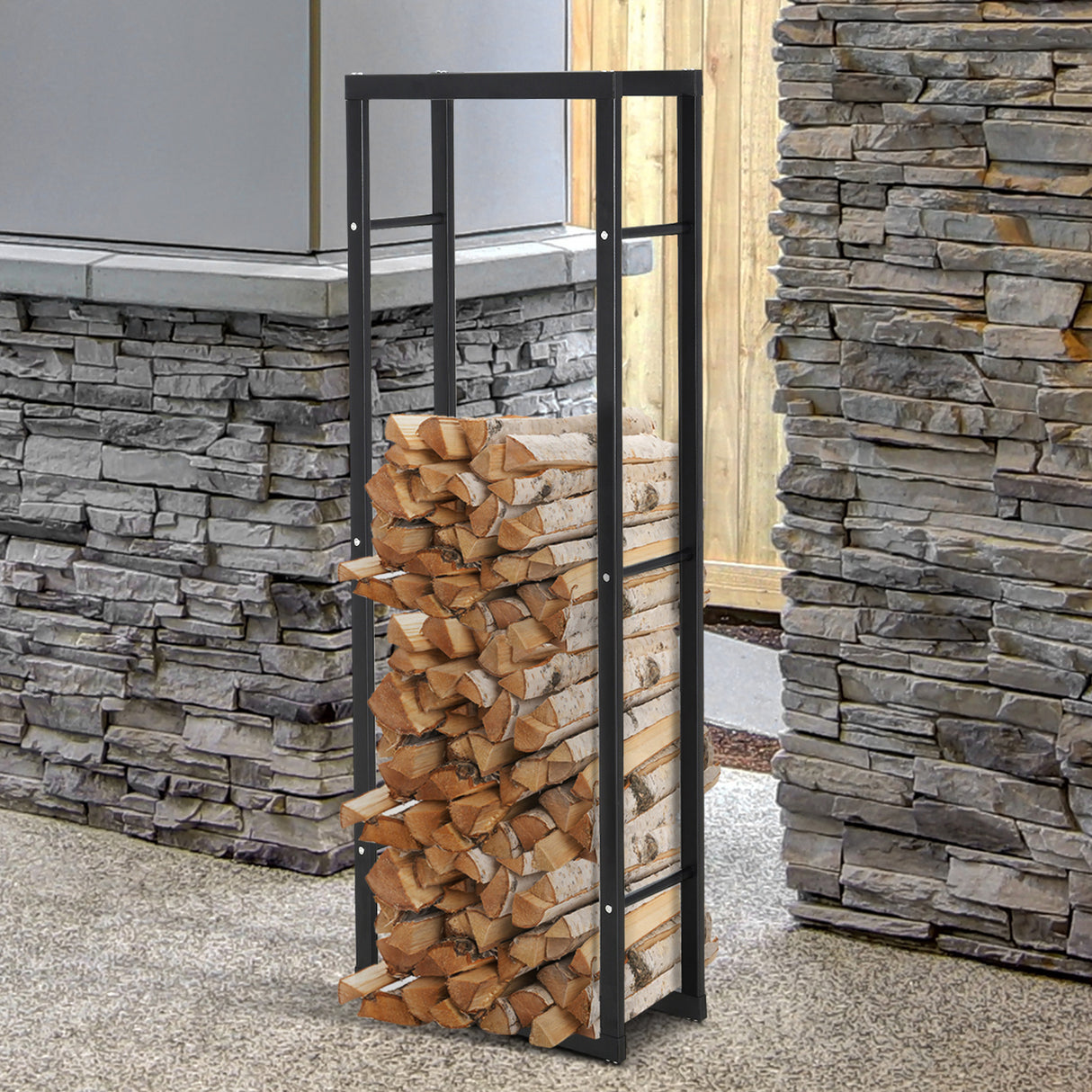 Metal Firewood Log Holder Tall 40cm Wide - Velmora