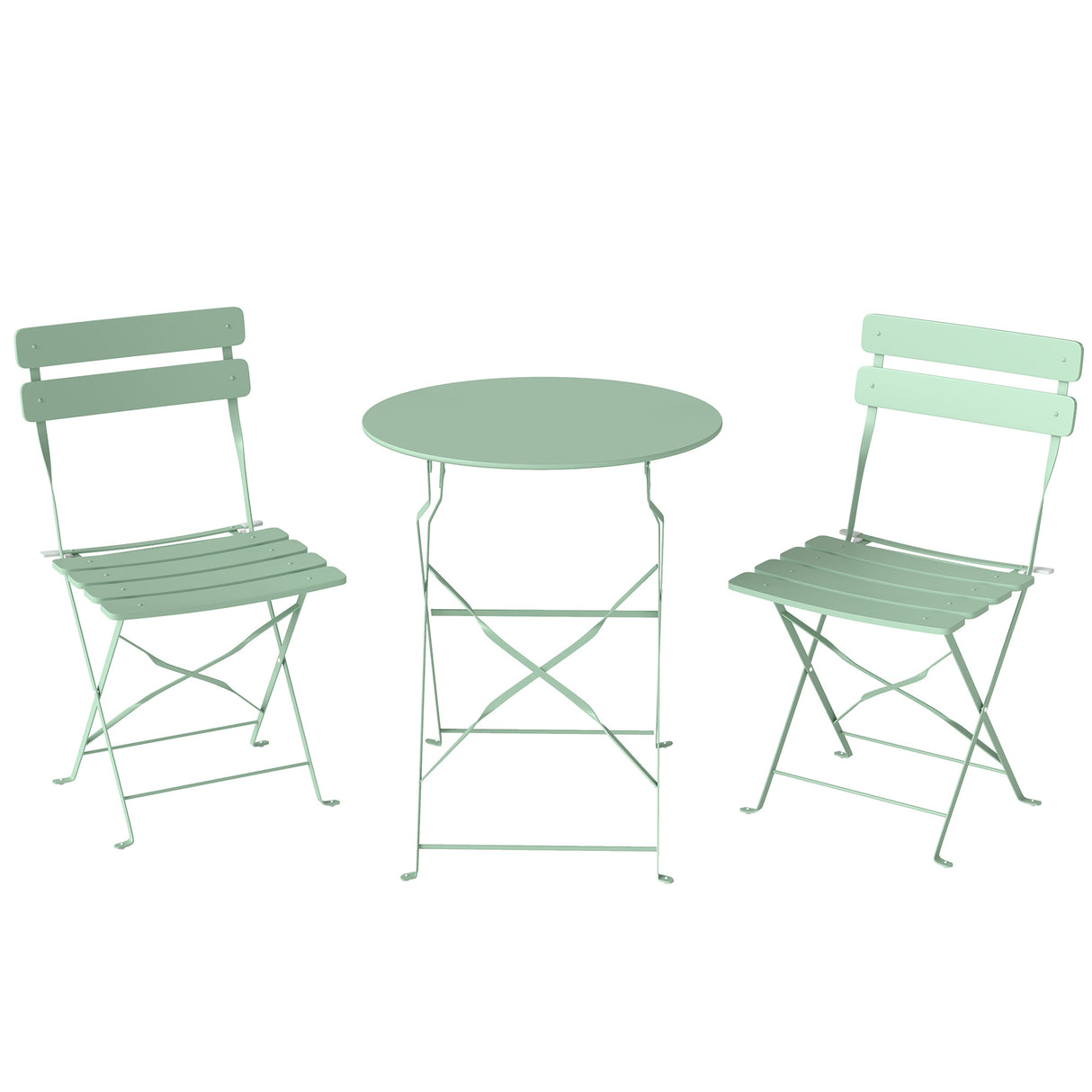 Metal Folding Garden Bistro Set With Round Table - Velmora