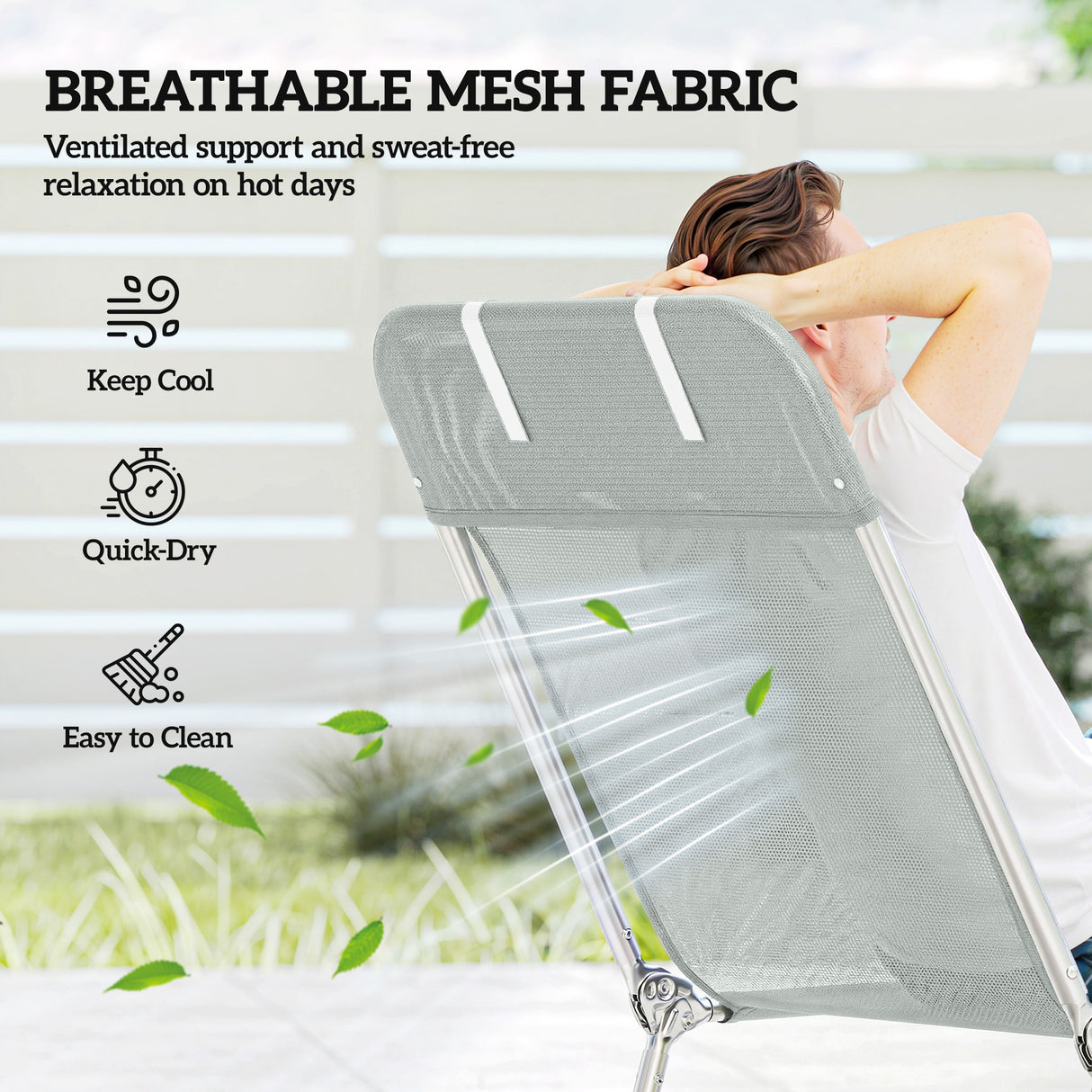 Metal Folding Garden Sun Lounger With Head Pillow - Velmora