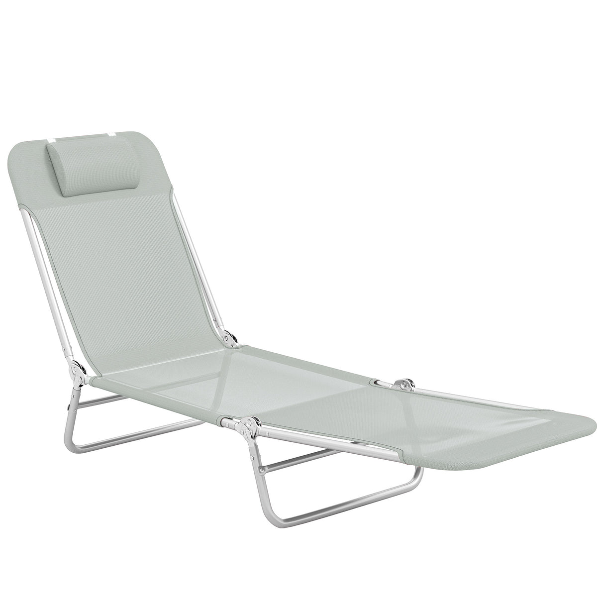 Metal Folding Garden Sun Lounger With Head Pillow - Velmora