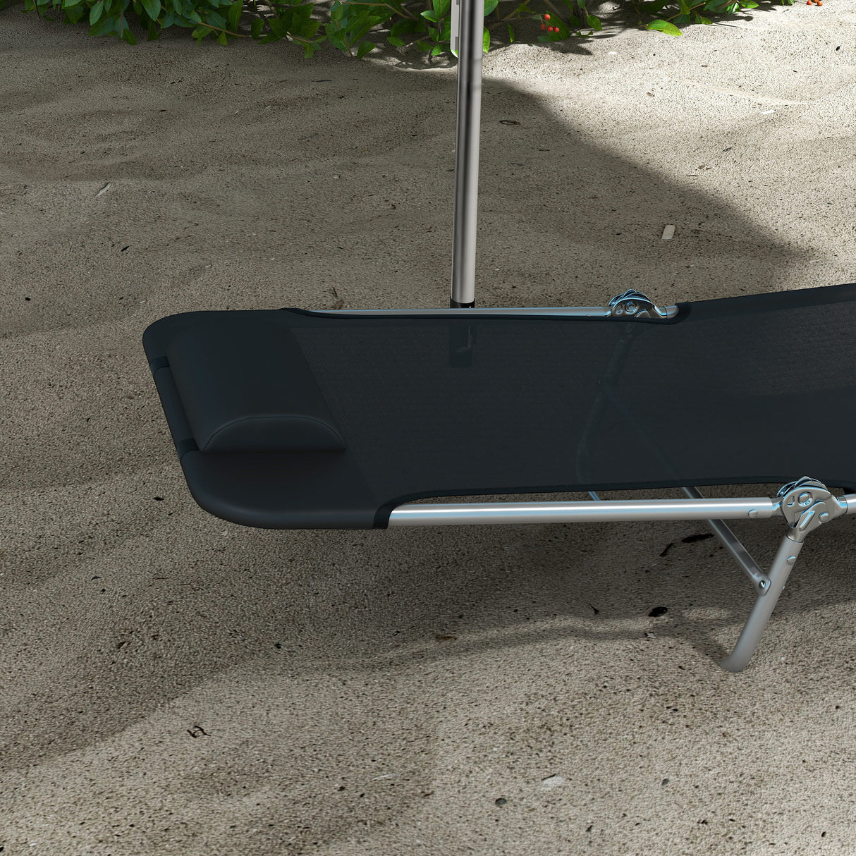 Metal Folding Garden Sun Lounger in Set of 2 With Head Pillow - Velmora