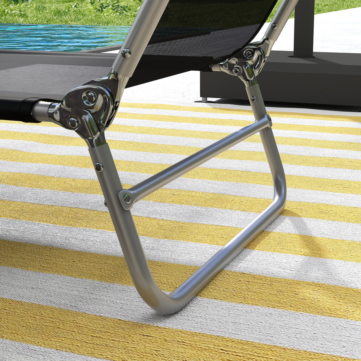 Metal Folding Garden Sun Lounger in Set of 2 With Head Pillow - Velmora