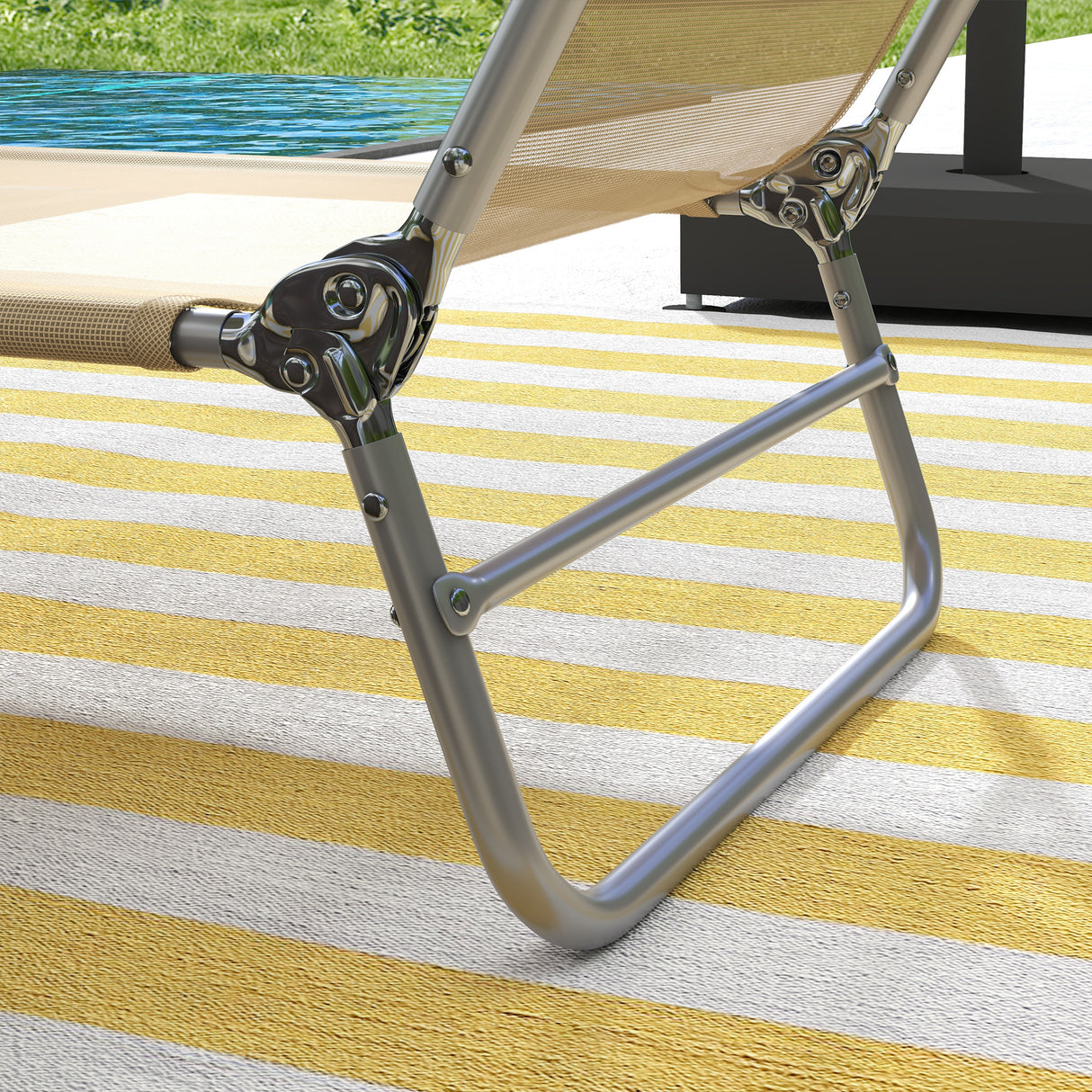 Metal Folding Garden Sun Lounger in Set of 2 With Head Pillow - Velmora