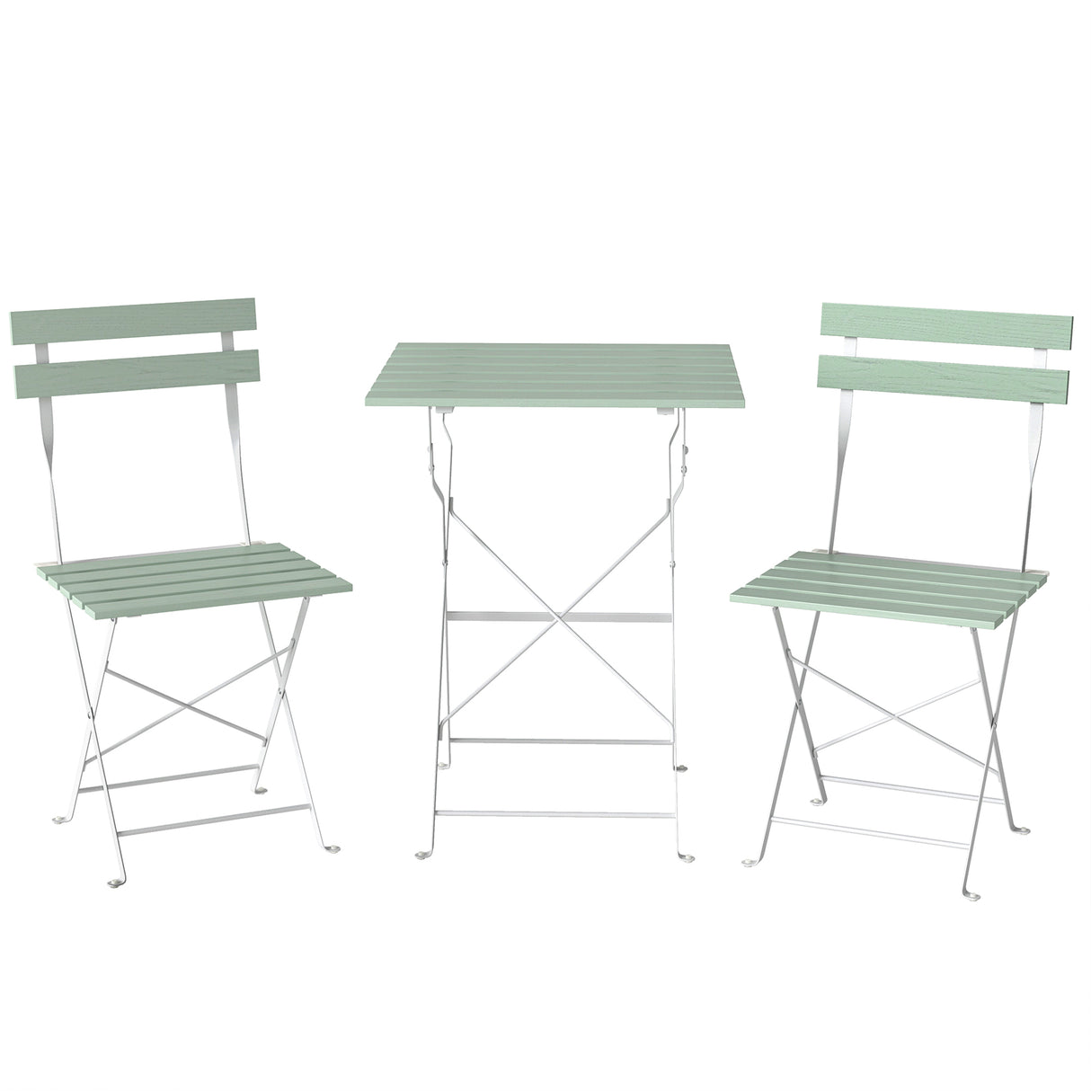 Metal Garden Bistro Set With Folding Chairs And Table for 2 People - Velmora