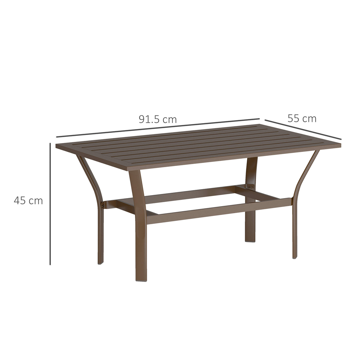 Metal Garden Coffee Table Rectangular With Slatted Table Top - Velmora