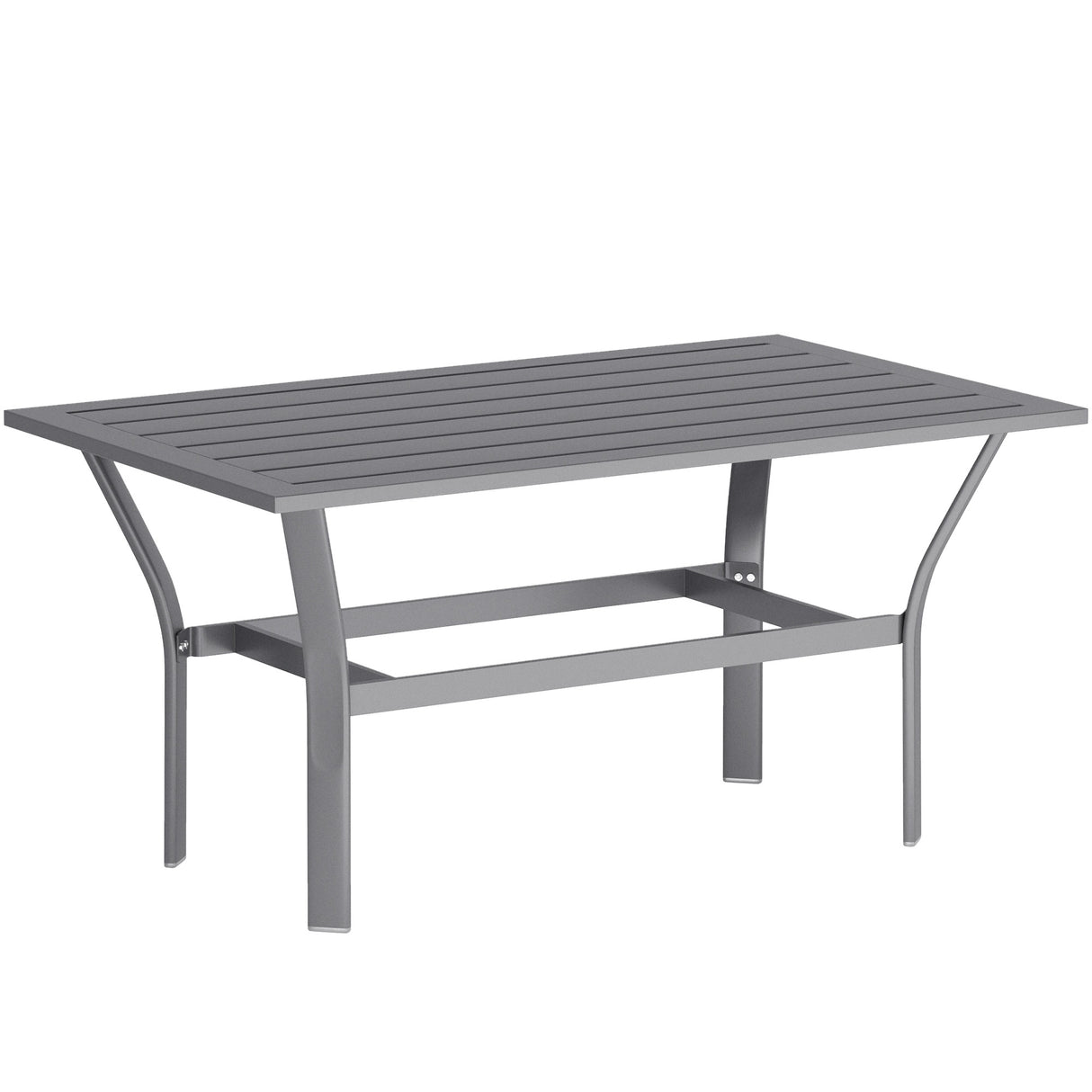 Metal Garden Coffee Table Rectangular With Slatted Table Top - Velmora