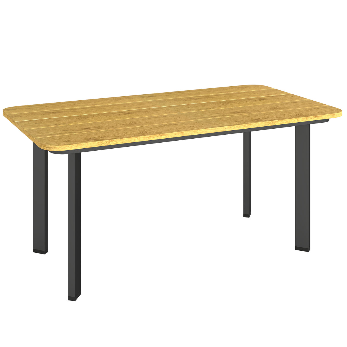 Metal Garden Coffee Table Rectangular With Slatted Wood Plastic Composite Top - Velmora