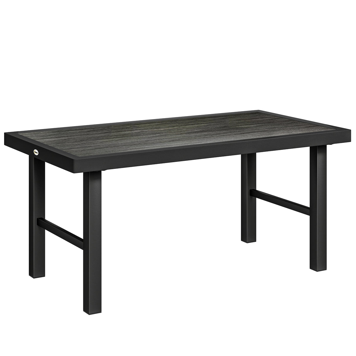 Metal Garden Coffee Table Rectangular With SPC Woodgrain Table top - Velmora