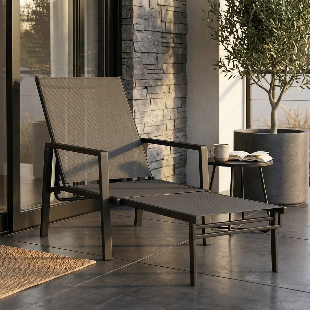 Metal Garden Sun Lounger With Retractable Footrest - Velmora