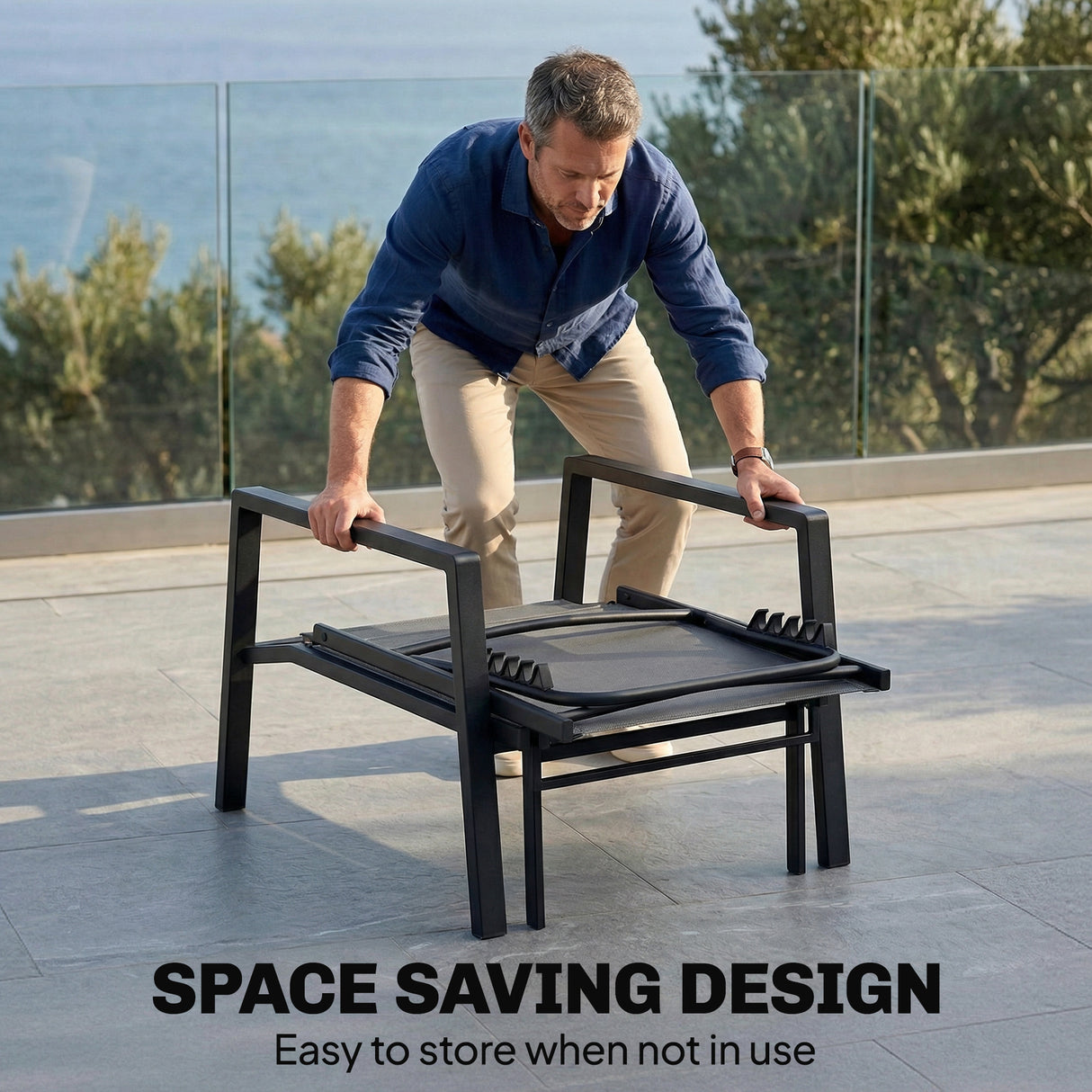 Metal Garden Sun Lounger With Retractable Footrest - Velmora