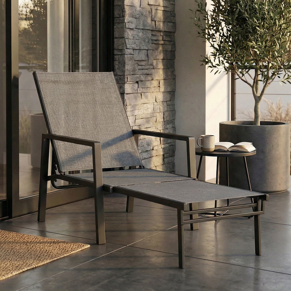 Metal Garden Sun Lounger With Retractable Footrest - Velmora