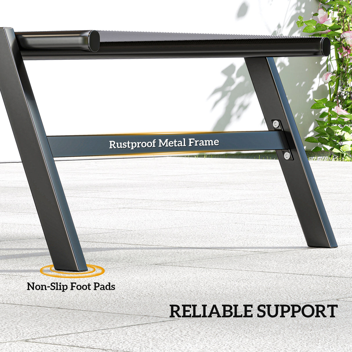 Metal Garden Sun Lounger in Set of 2 With Side Tray Table - Velmora