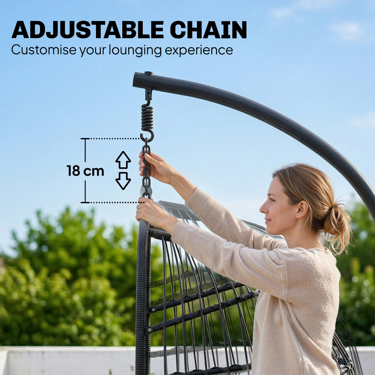 Metal Hammock Swing Chair With Stand And Safety Strap - Velmora