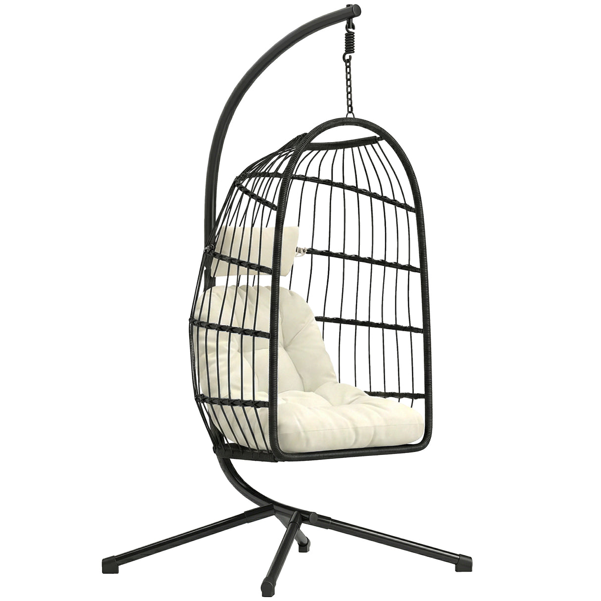 Metal Hammock Swing Chair With Stand And Safety Strap - Velmora