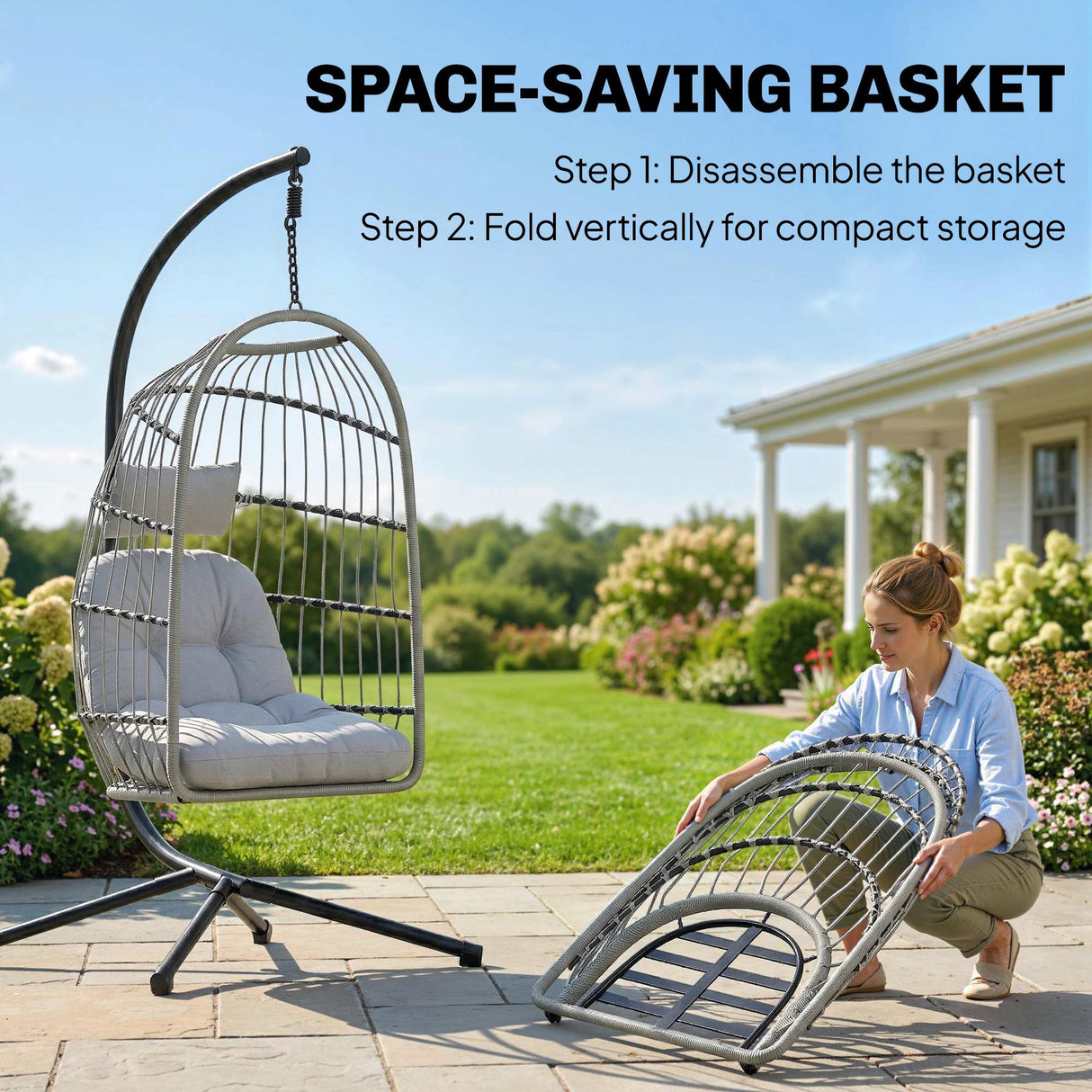 Metal Hammock Swing Chair With Stand And Safety Strap - Velmora