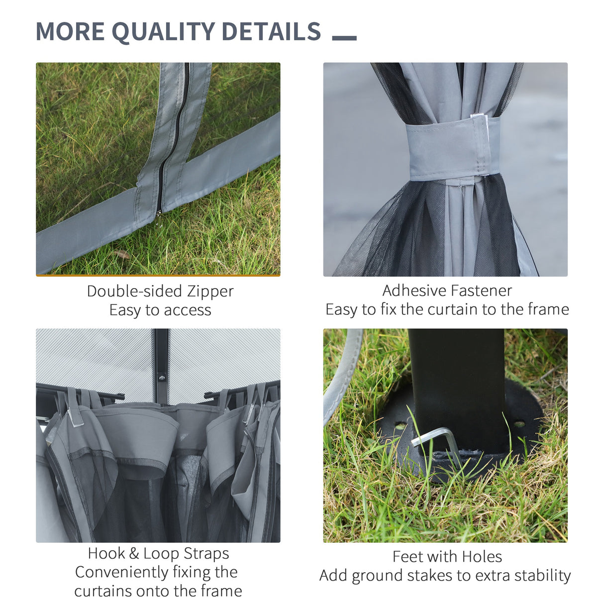 Metal Hardtop Gazebo 300cm Width x 300cm Depth With Netting And Curtains - Velmora