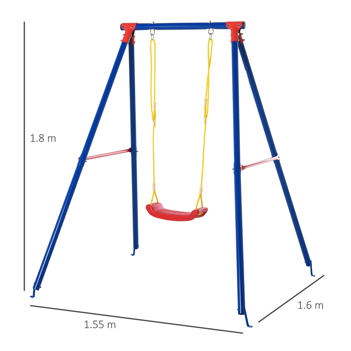 Metal Kids Swing Set for Toddlers With Heavy Duty A-Frame Stand - Velmora