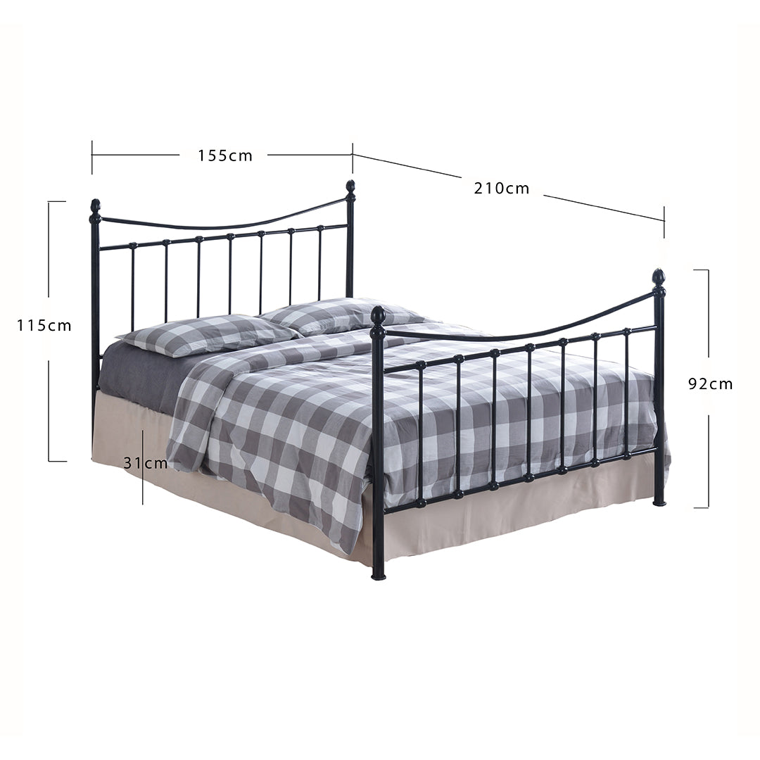Metal King Size Bed Victorian Style With Sprung Slatted Base - Alderley