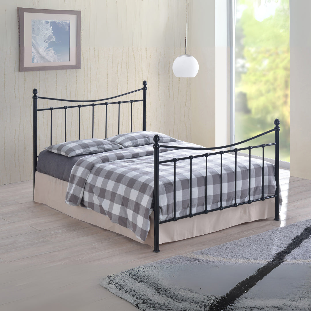 Metal King Size Bed Victorian Style With Sprung Slatted Base - Alderley