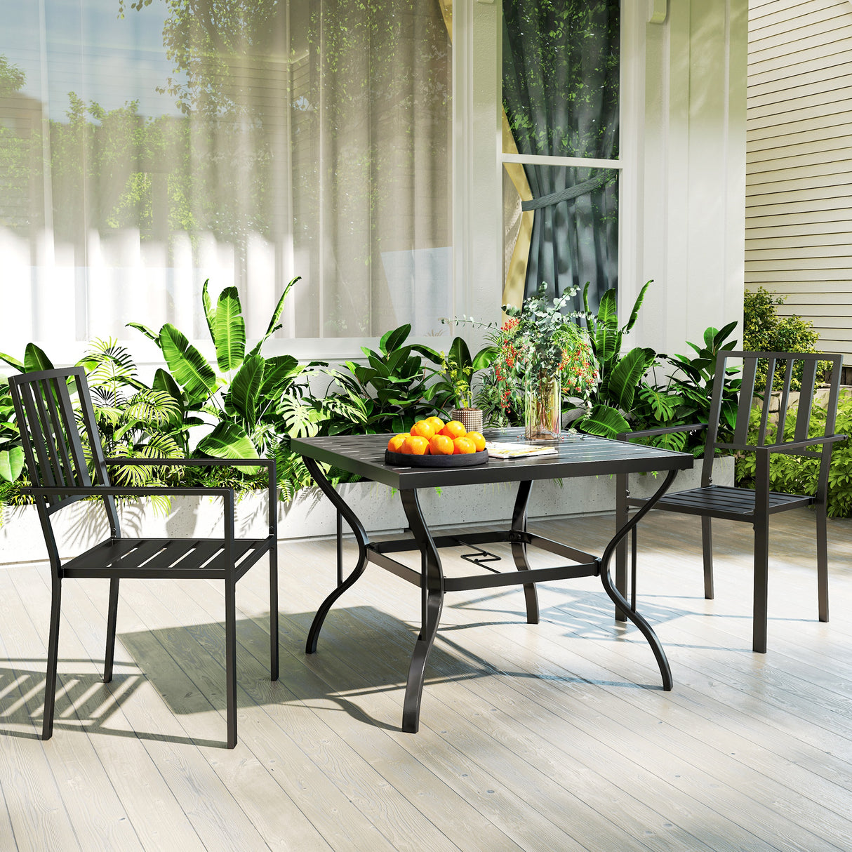 Metal Minimal Garden Chairs in Set of 2 - Velmora