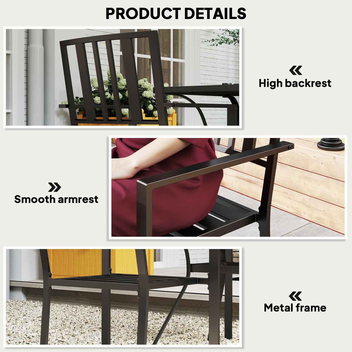 Metal Minimal Garden Chairs in Set of 2 - Velmora