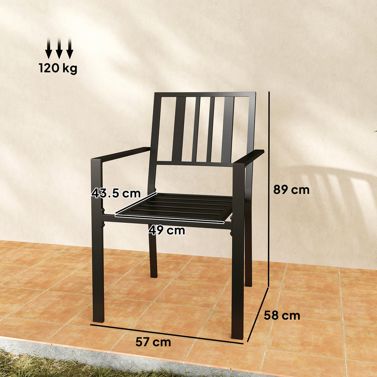 Metal Minimal Garden Chairs in Set of 2 - Velmora