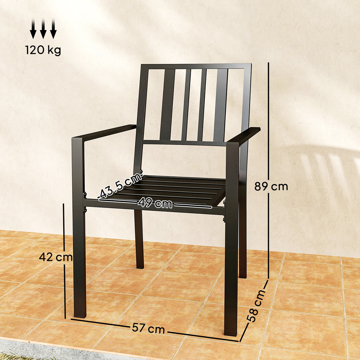 Metal Minimal Garden Chairs in Set of 4 - Velmora