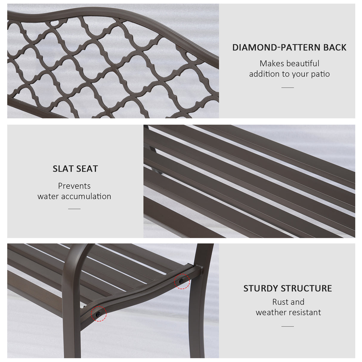 Metal Outdoor 2 Seater Garden Bench in Antique Style - Velmora