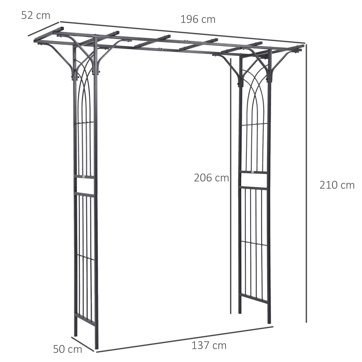 Metal Outdoor Garden Arch Trellis 210cm High - Velmora