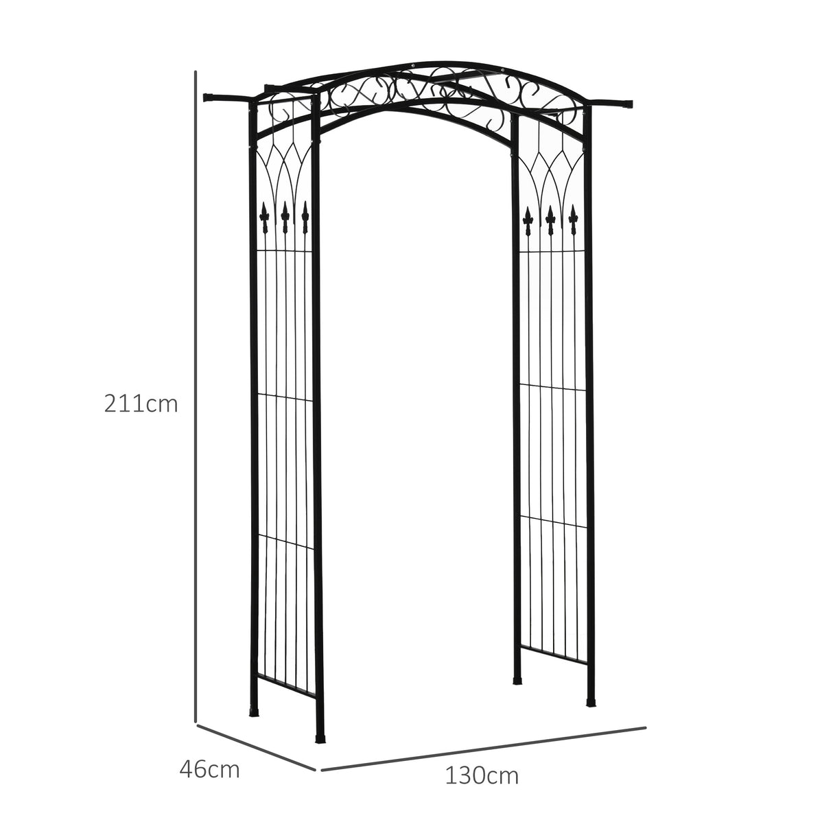 Metal Outdoor Garden Arch Trellis 211cm High - Velmora