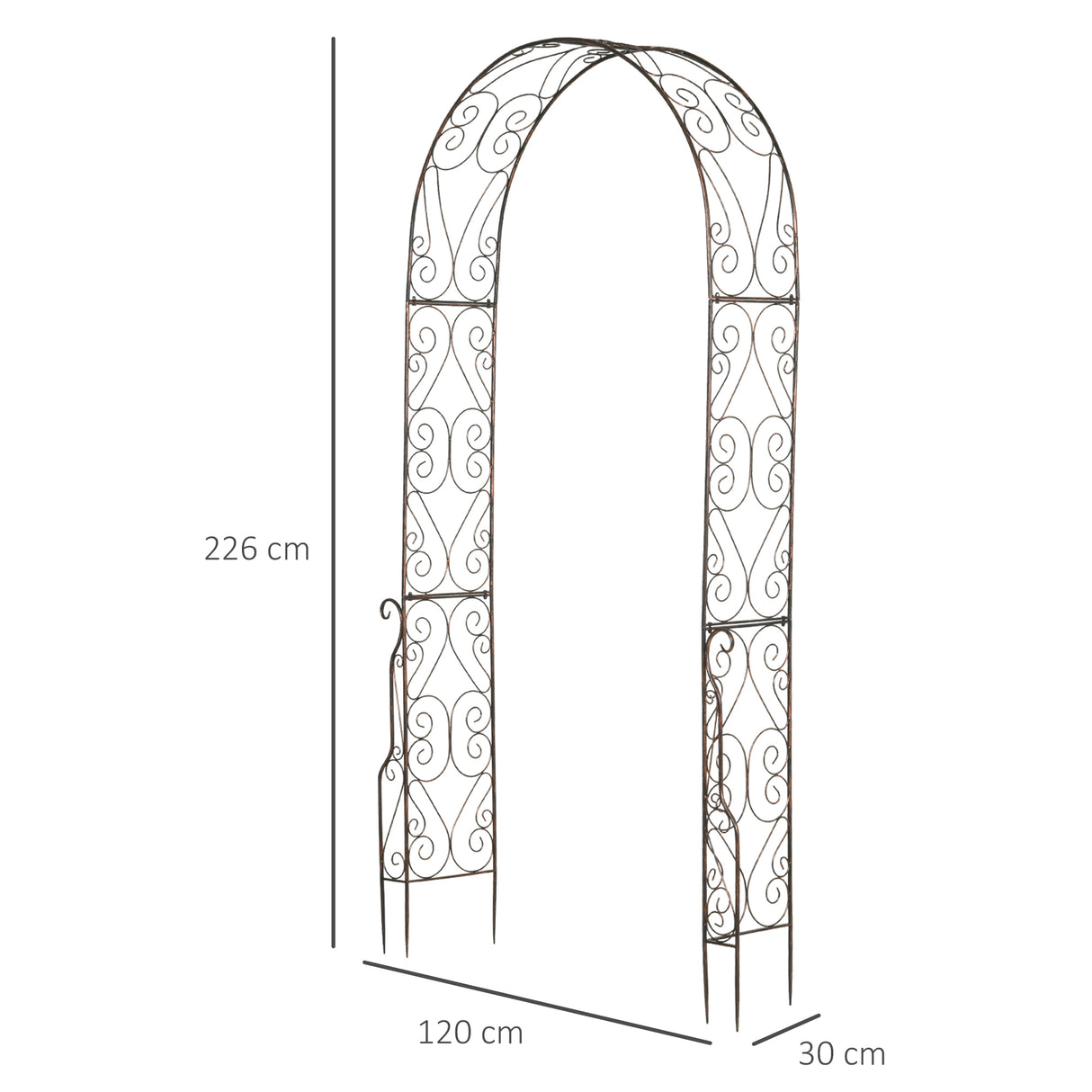 Metal Outdoor Garden Arch Trellis 226cm High - Velmora